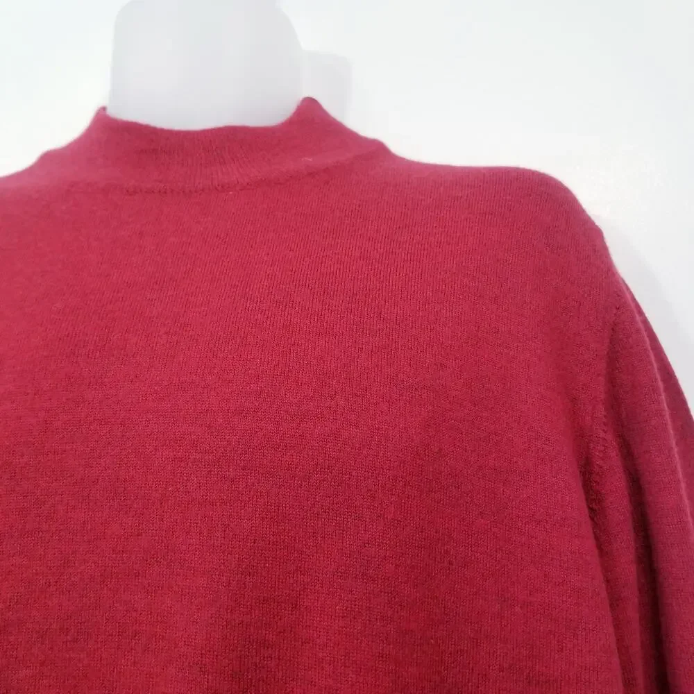 J. Ashford Extra Fine Merino Wool Pullover Red Sweater Made in Italy